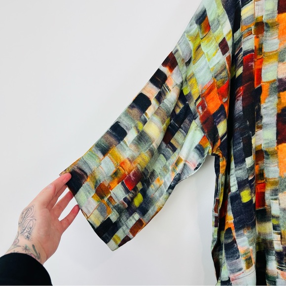 Sahara Blue and Orange Cubist Abstract Oversized Lagenlook Top UK M/L - Picture 10 of 12
